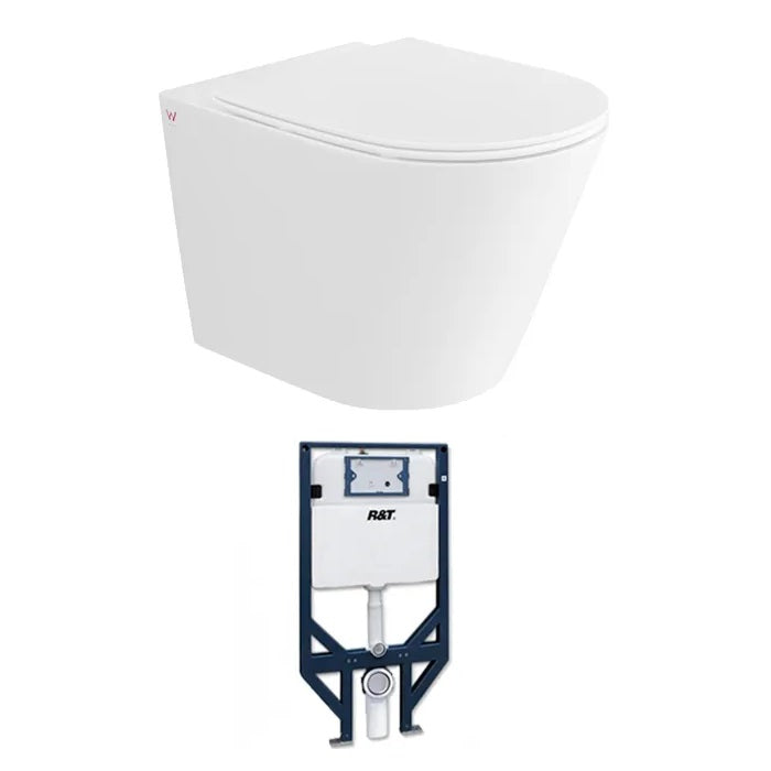 ALZANO Wall Hung Rimless Pan | R&T INWALL Cistern Set - Hera Bathware