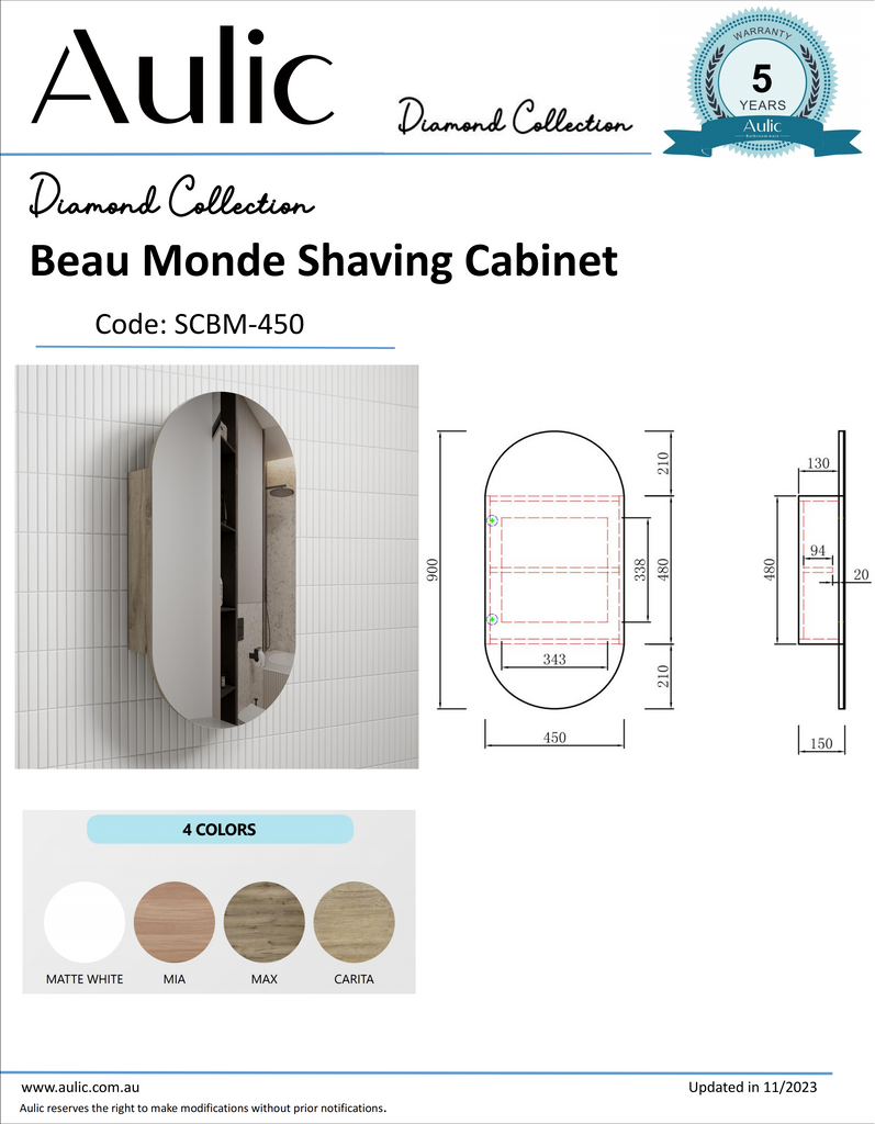 Beau Monde Shaving Cabinet - Hera Bathware