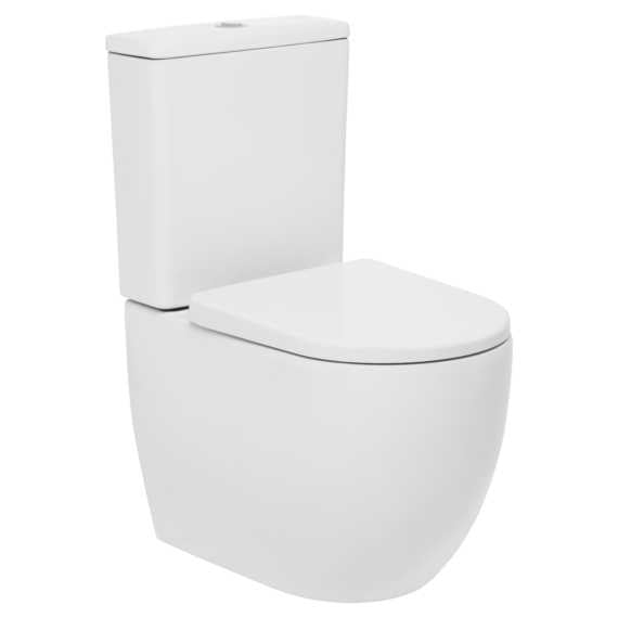 Johnson Suisse Gemelli Back To Wall Closed Coupled Rimless Toilet Suite With Seat 675.40 at Hera Bathware