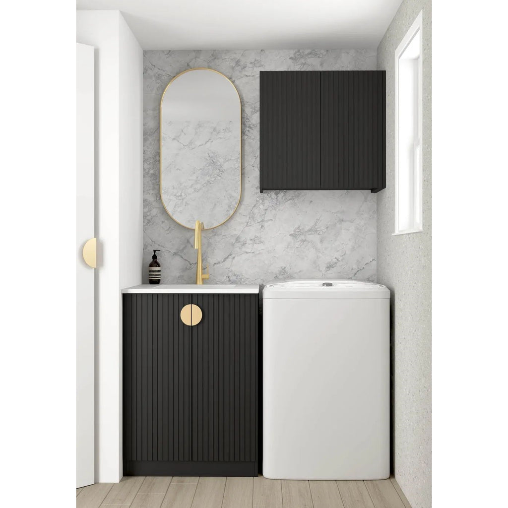 Marlo Matte Black Fluted Laundry Cabinet - Hera Bathware