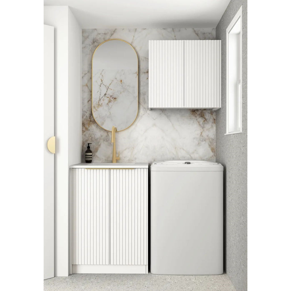 Noosa Matte White Fluted Laundry Cabinet - Hera Bathware