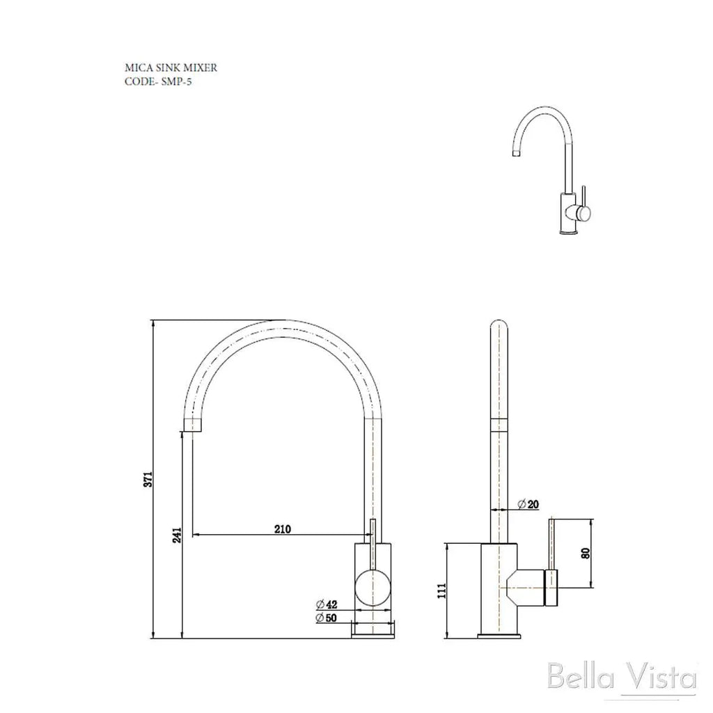 Bella Vista Mica Sink Mixer  at Hera Bathware