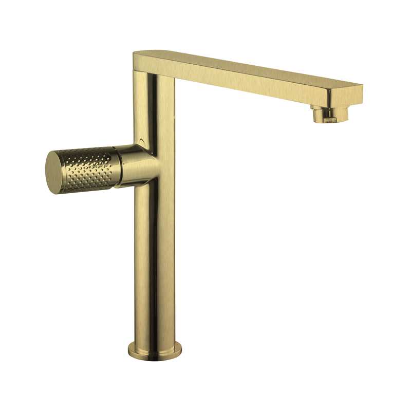 THE GABE Tall Basin Mixer - Brushed Gold | Hera Bathware