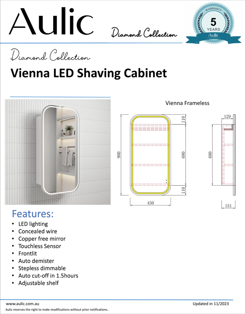 Vienna Led Shaving Cabinet - Hera Bathware