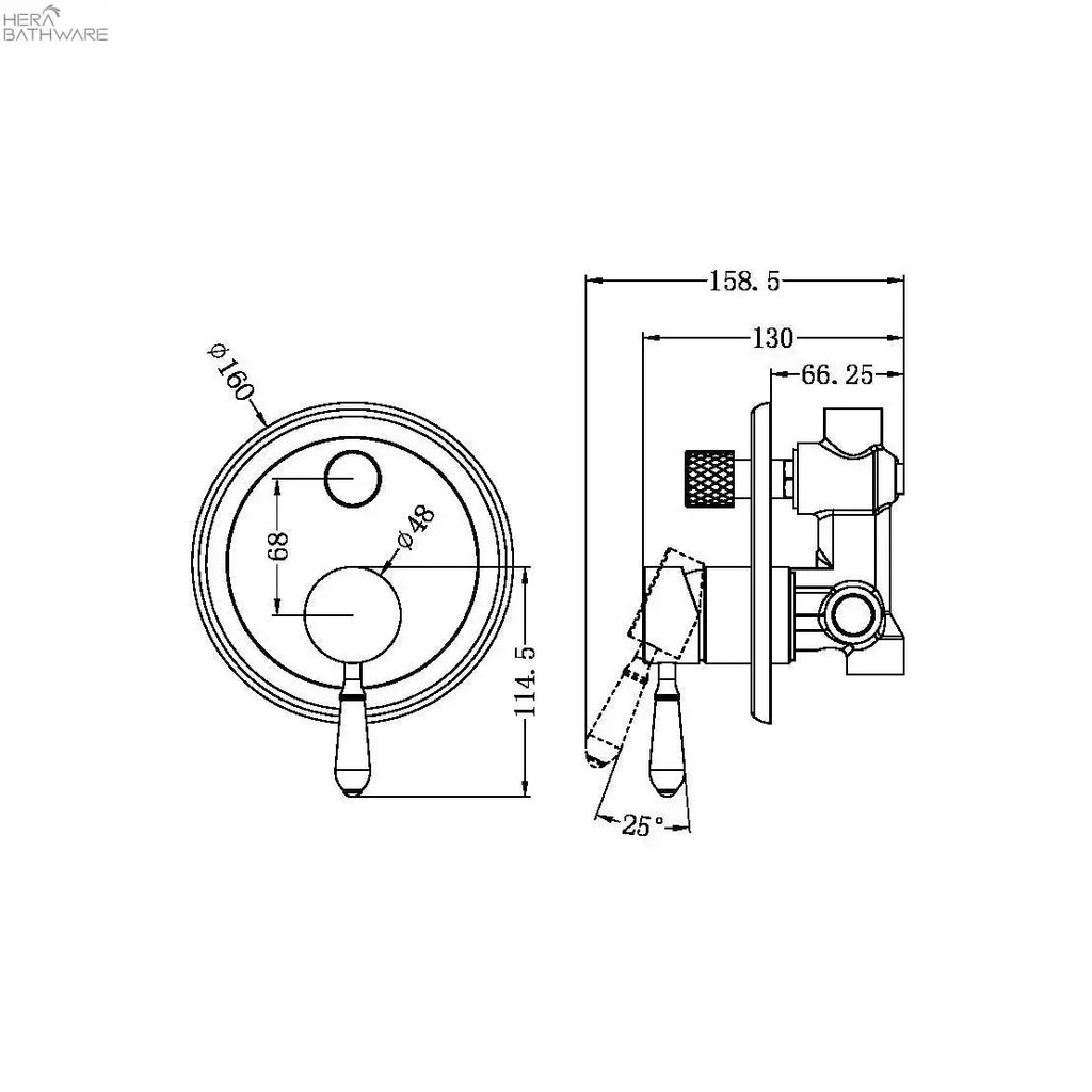 Nero Tapware | YORK Shower Mixer with Divertor | Aged Brass 472.23 at Hera Bathware