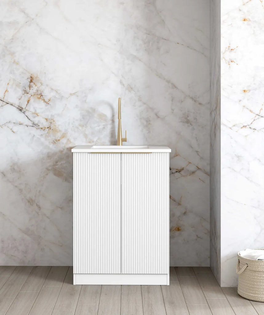 Bondi Matte White Fluted Laundry Cabinet - Hera Bathware