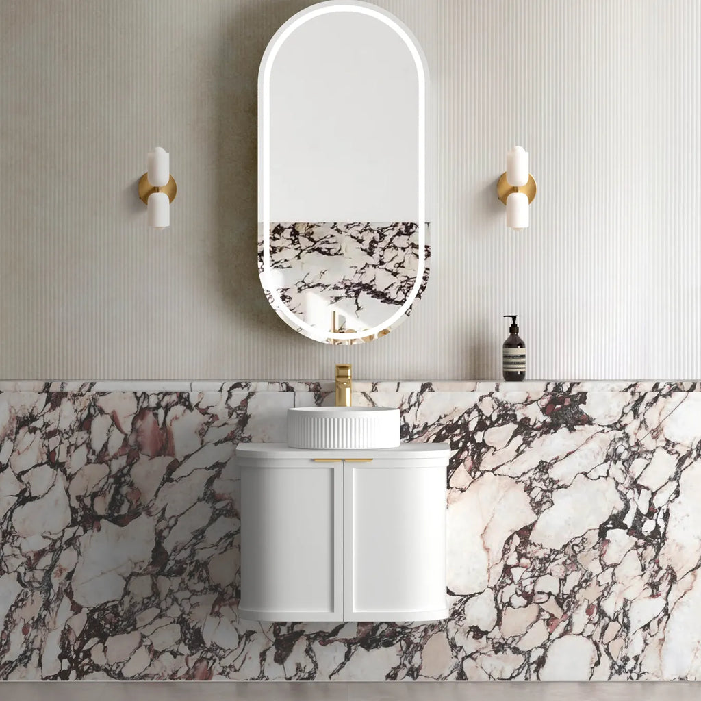 HAMPSHIRE 600mm Satin White Wall Hung Vanity - Hera Bathware