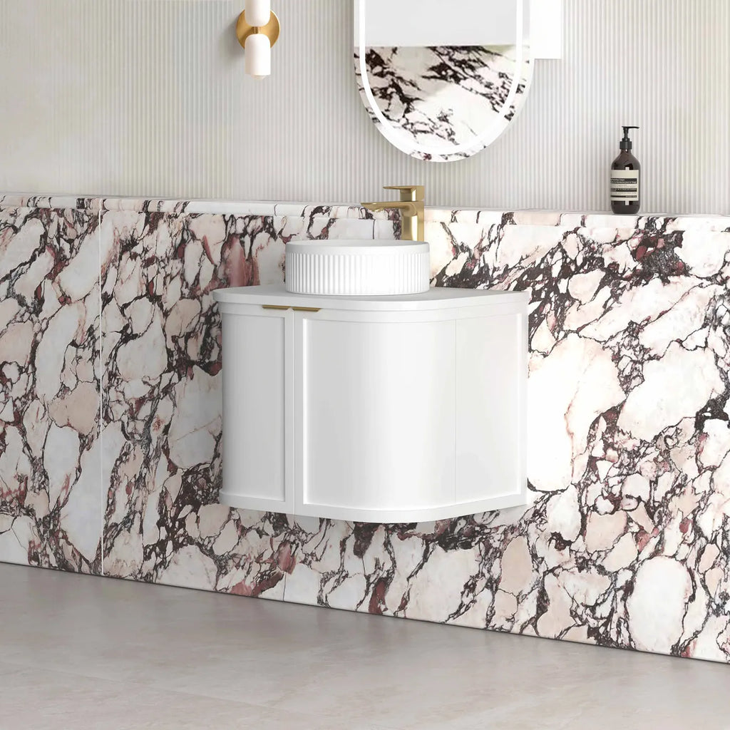 HAMPSHIRE 600mm Satin White Wall Hung Vanity - Hera Bathware