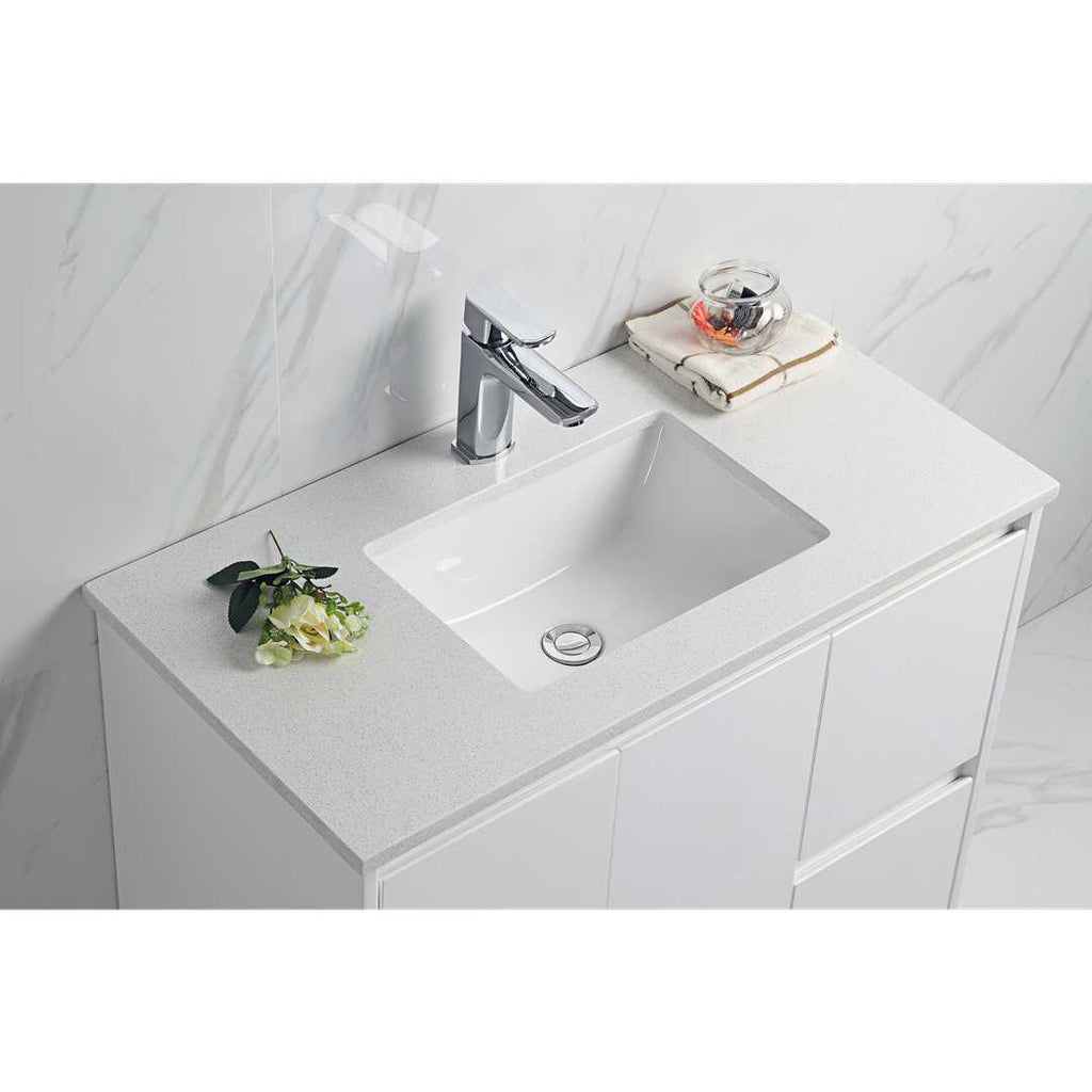Aulic Alice Gloss White Free Standing Vanity - 900mm Drawers on LEFT  at Hera Bathware