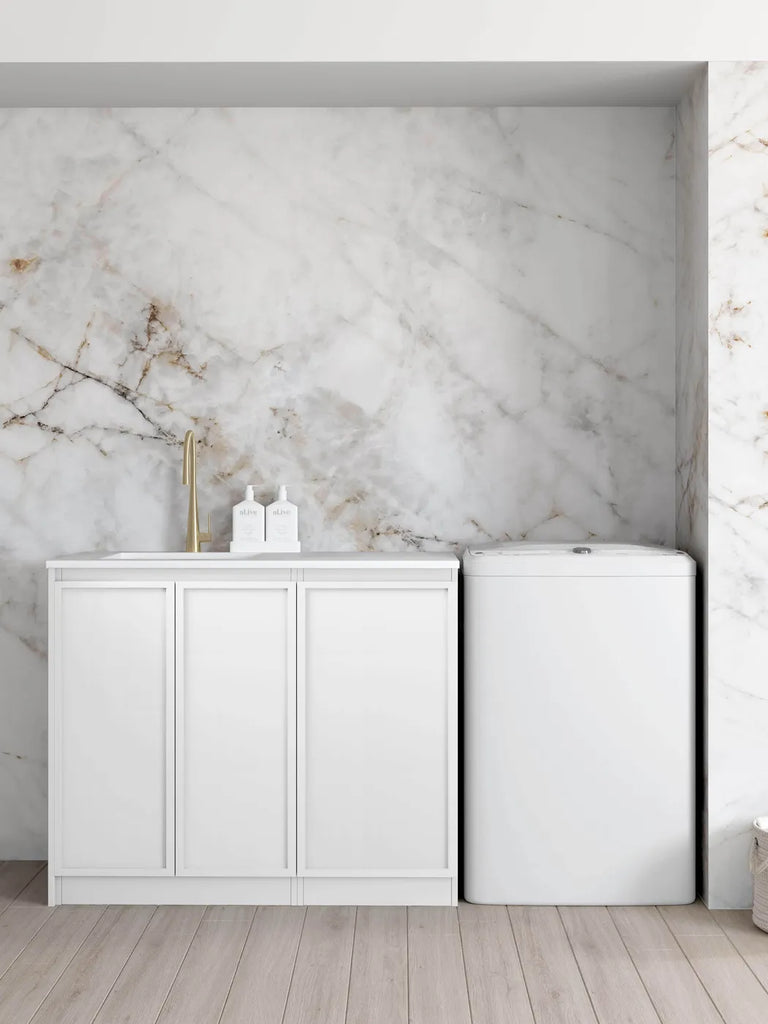 Elevate Your Laundry Space with the Hampshire White Base Laundry Cabinet