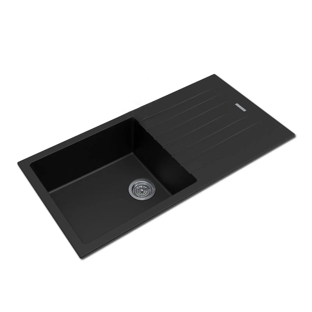1000mm Granite stone kitchen sink with drainboard Top/Undermount - Hera BathwareBlack Granite Quartz Stone