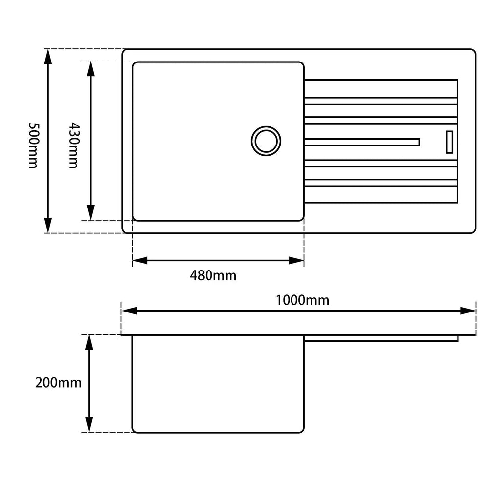 1000mm Granite stone kitchen sink with drainboard Top/Undermount - Hera BathwareWhite Granite Quartz Stone