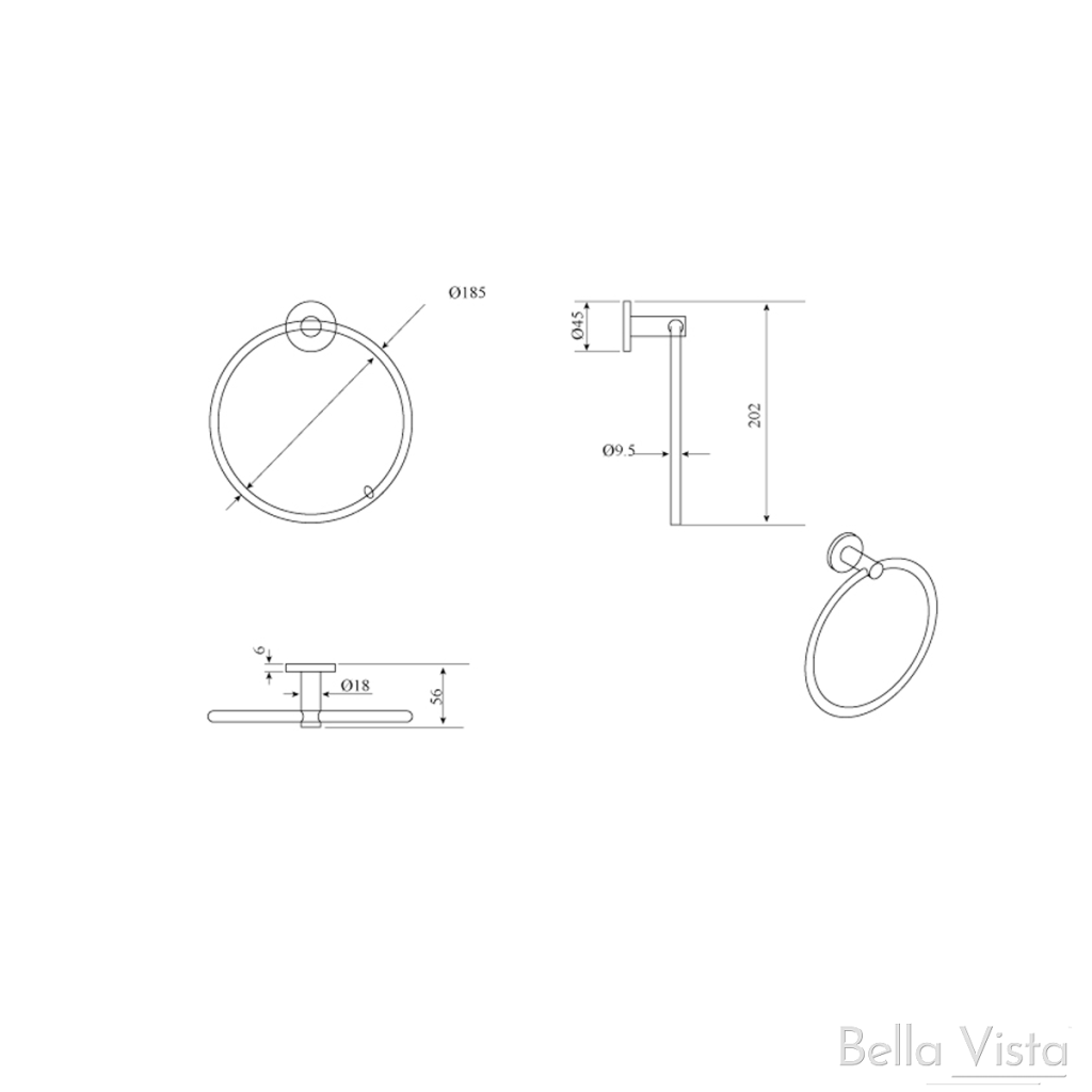 Bella Vista Mica Hand Towel Ring | Hera Bathware