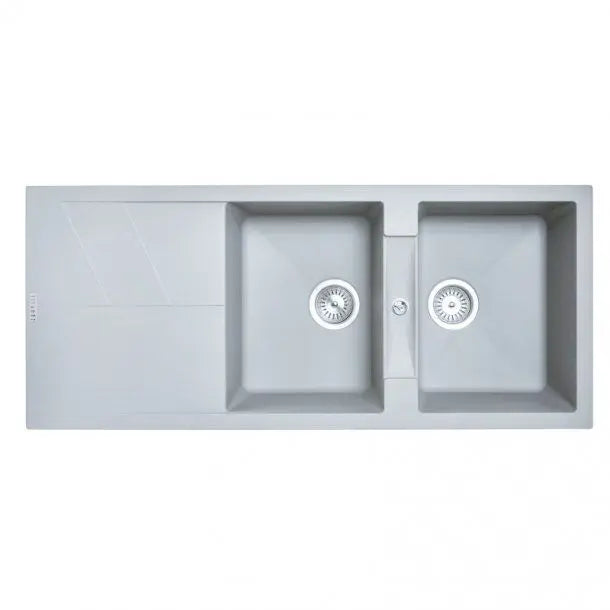 Hera Bathware 1160mm Double Bowl Drainer Board Granite Kitchen Sink Top/Flush/Under Mount 1154.30 at Hera Bathware