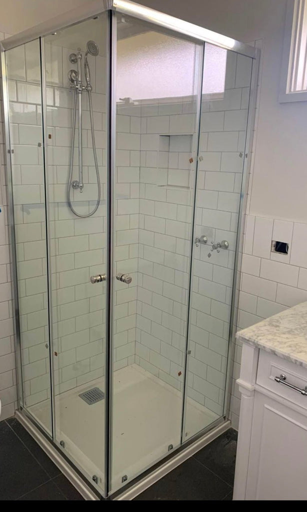 1950mm Semi - Frameless Corner Entry Sliding Screen - Chrome | Convex - Hera Bathware760mm760mm