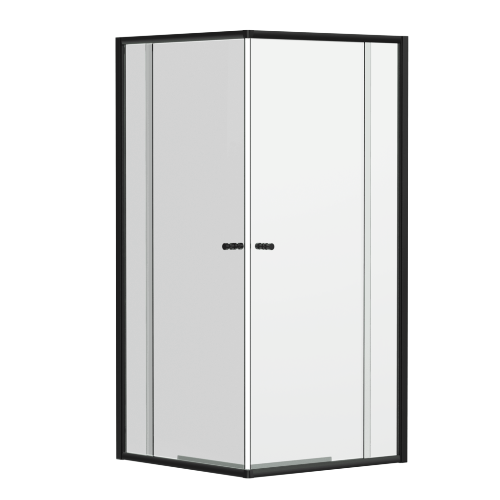 1950mm Semi - Frameless Corner Entry Sliding Screen - Matte Black | Convex - Hera Bathware760mm760mm