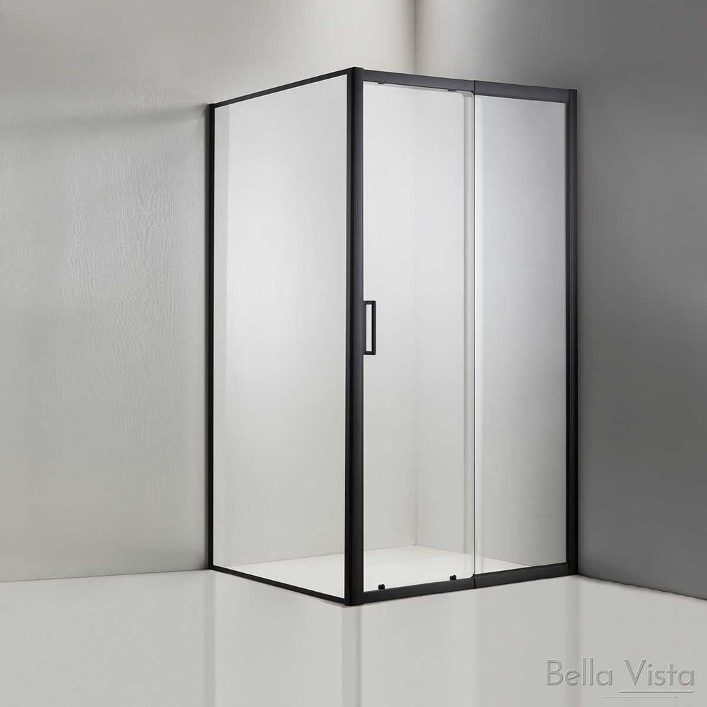 1950mm Semi - Frameless Sliding Screen - Matte Black - Hera Bathware1100 - 1200mmMatte Black