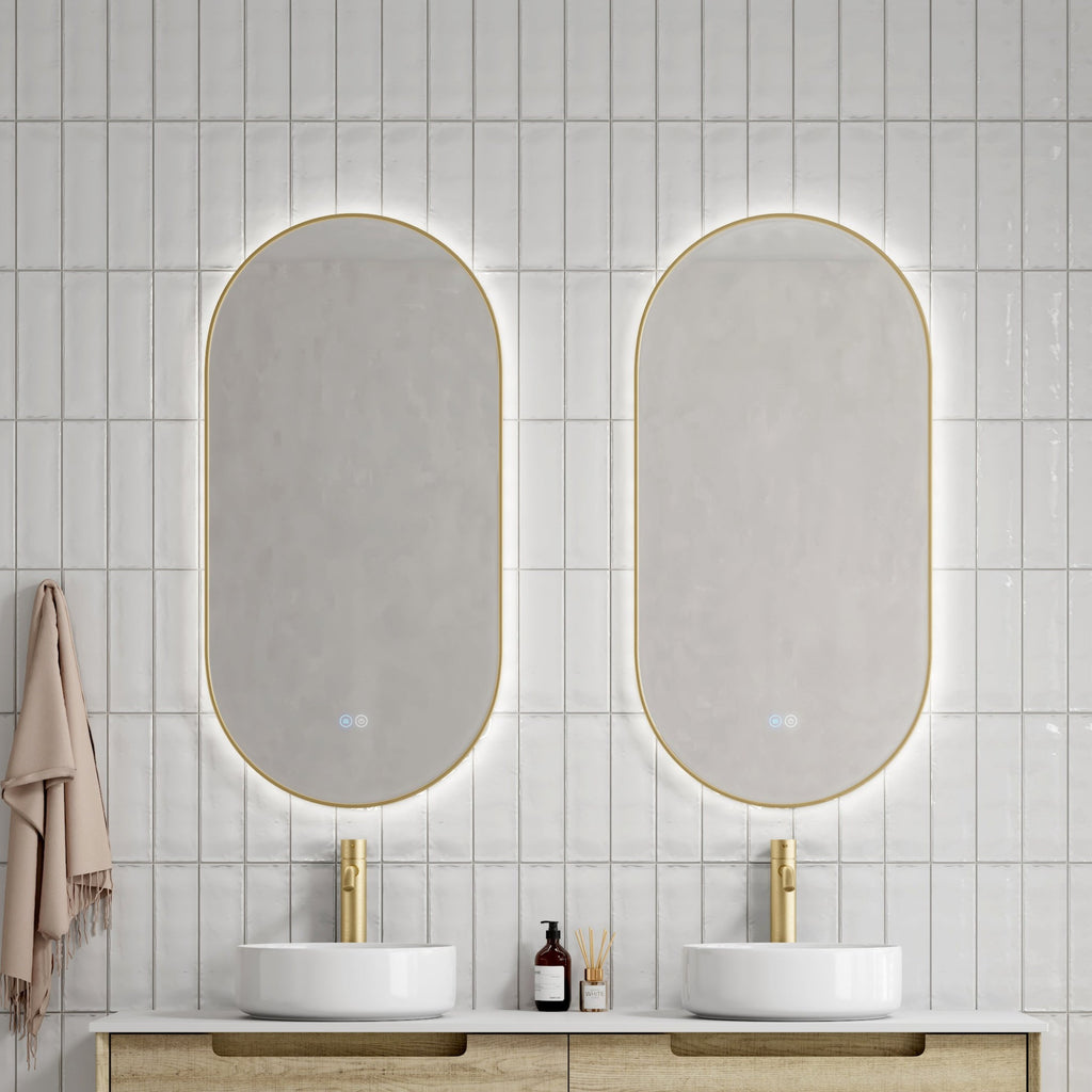 Louis Marco NIK Oval LED Mirror - Brushed Gold | Hera Bathware