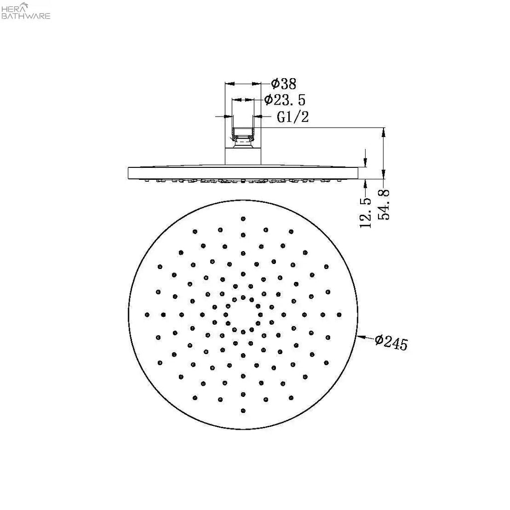 250MM ABS Round Shower Head - Hera BathwareBrushed Nickel