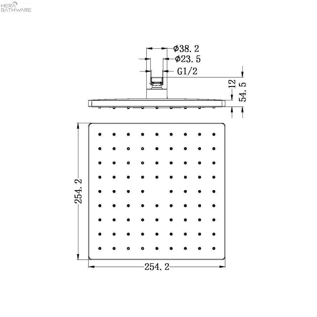 250MM ABS Square Shower Head - Hera BathwareBrushed Nickel