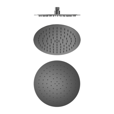 250mm Round Stainless Steel Shower Head - Hera BathwareGun Metal