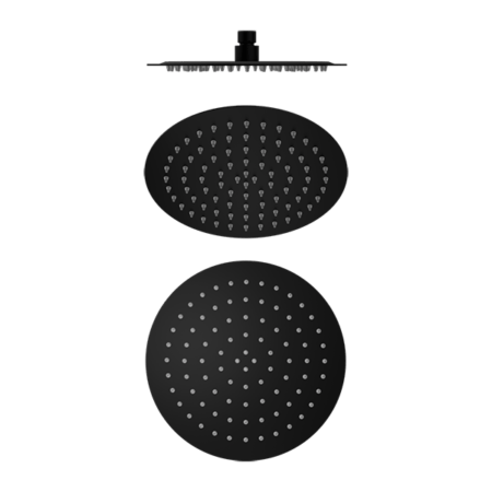 250mm Round Stainless Steel Shower Head - Hera BathwareMatte Black