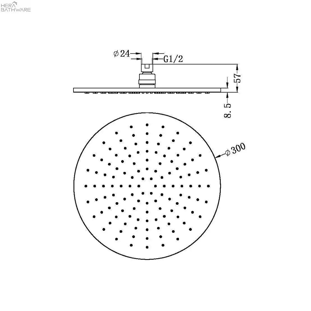 300MM Round Shower Head - Hera BathwareBrushed Bronze