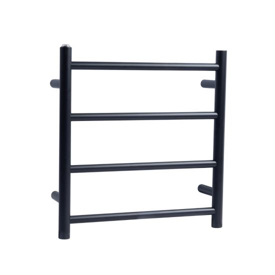 500(W)x520(H)x120(D)mm Round Matte Black Electric Heated Towel Rack 4 Bars - Hera BathwareMatte Black