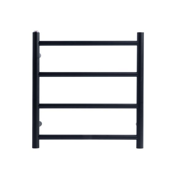 500(W)x520(H)x120(D)mm Round Matte Black Electric Heated Towel Rack 4 Bars - Hera BathwareMatte Black