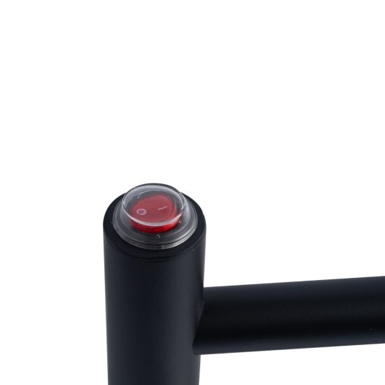 500(W)x520(H)x120(D)mm Round Matte Black Electric Heated Towel Rack 4 Bars - Hera BathwareMatte Black
