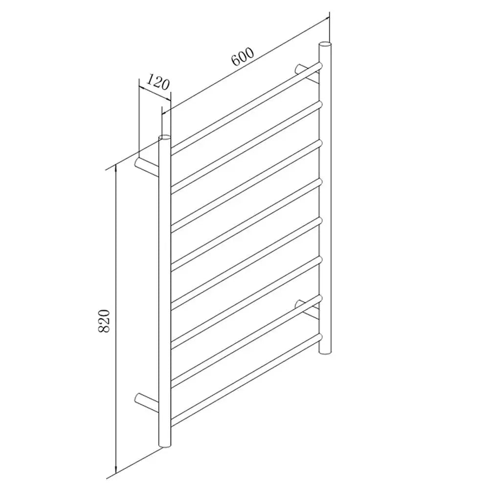 Aquaperla 820x600x120mm Round Chrome Electric Heated Towel Rack 8 Bars 389.00 at Hera Bathware