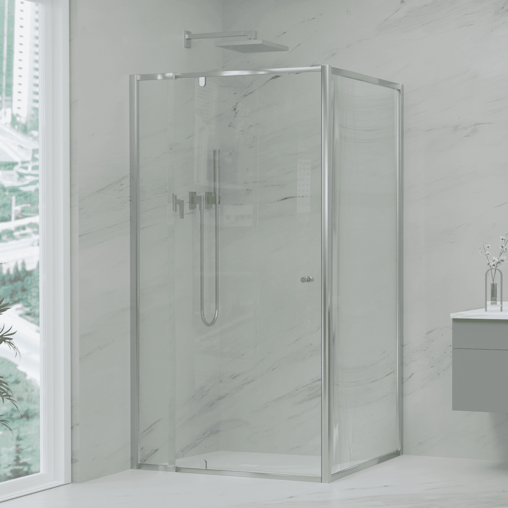 6mm Semi - Frameless Pivot Screen Chrome | Convex - Hera Bathware820 - 900mm