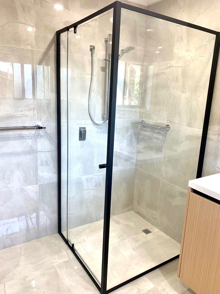 6mm Semi - Frameless Pivot Screens Matte Black | Convex - Hera Bathware740 - 820mm