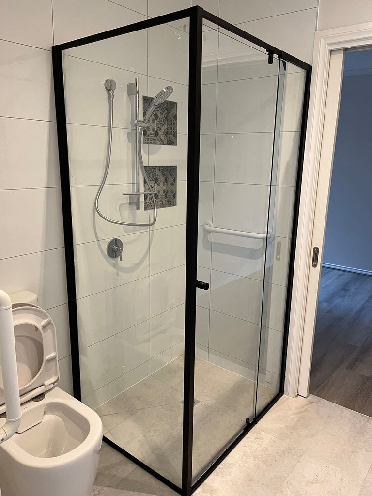 6mm Semi - Frameless Pivot Screens Matte Black | Convex - Hera Bathware740 - 820mm