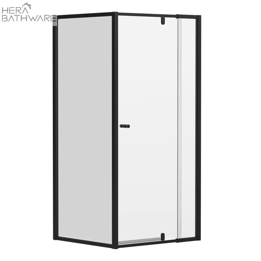 6mm Semi - Frameless RETURN panel Matte Black | Convex - Hera Bathware740 - 760mm