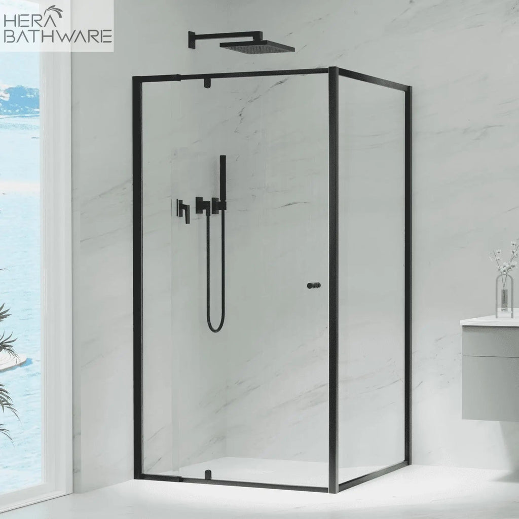 6mm Semi - Frameless RETURN panel Matte Black | Convex - Hera Bathware740 - 760mm