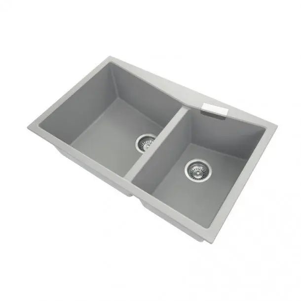 800mm Double Bowl Granite Kitchen Sink Top/Flush Mount - Hera BathwareConcrete Granite Quartz Stone