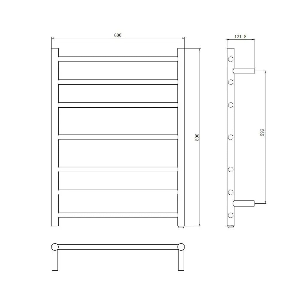800x600x120mm Round Chrome Electric Heated Towel Rack 7 Bars - Hera BathwareChrome