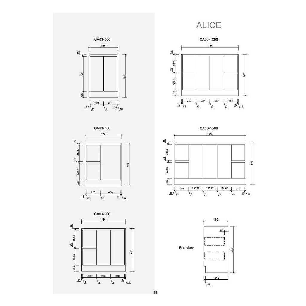 Aulic Alice Gloss White Free Standing Vanity - 750mm Drawers on LEFT 432.00 at Hera Bathware