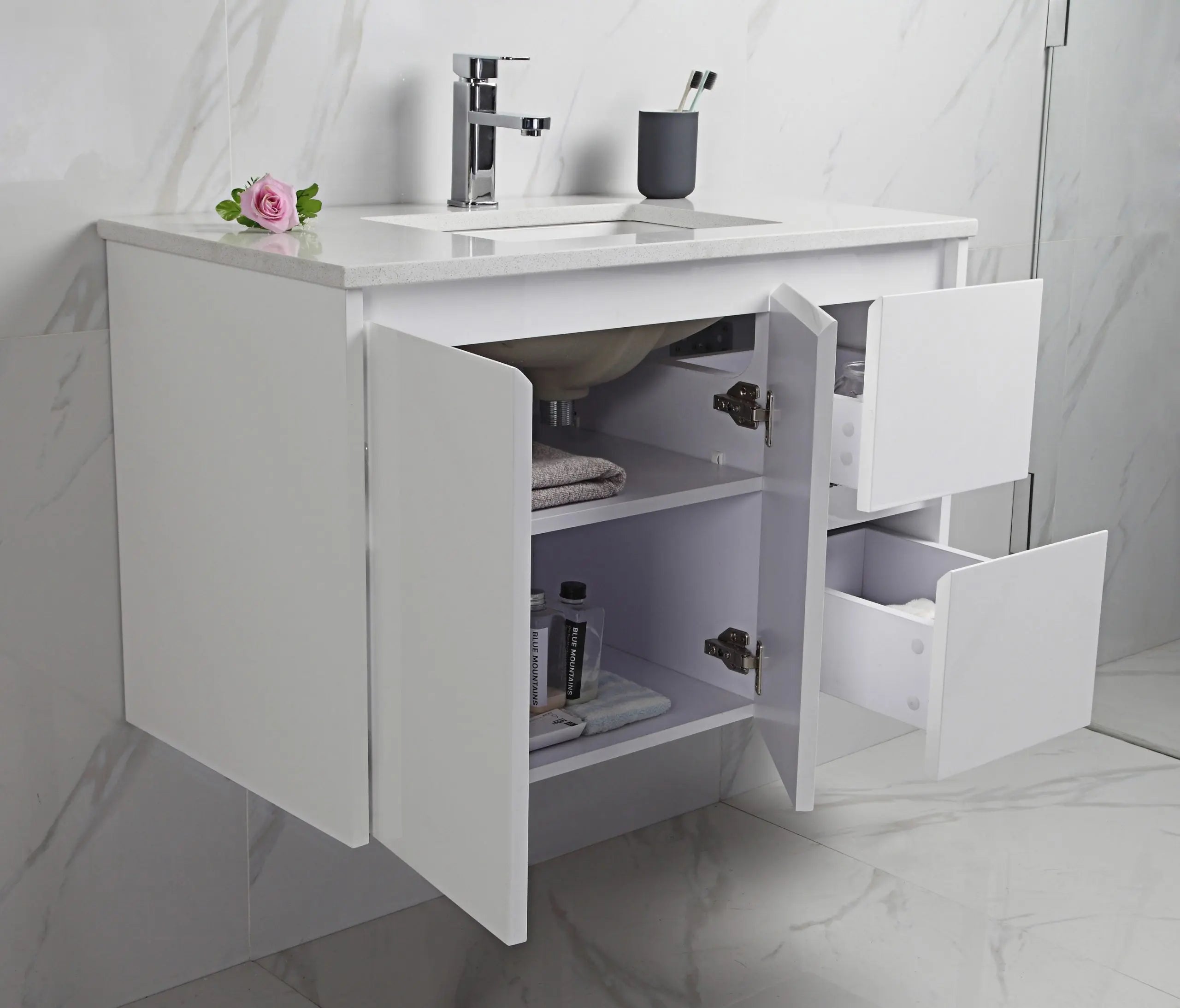 Aulic-Alice Gloss White Wall Hung Vanity - 750mm Drawers on RIGHT ...