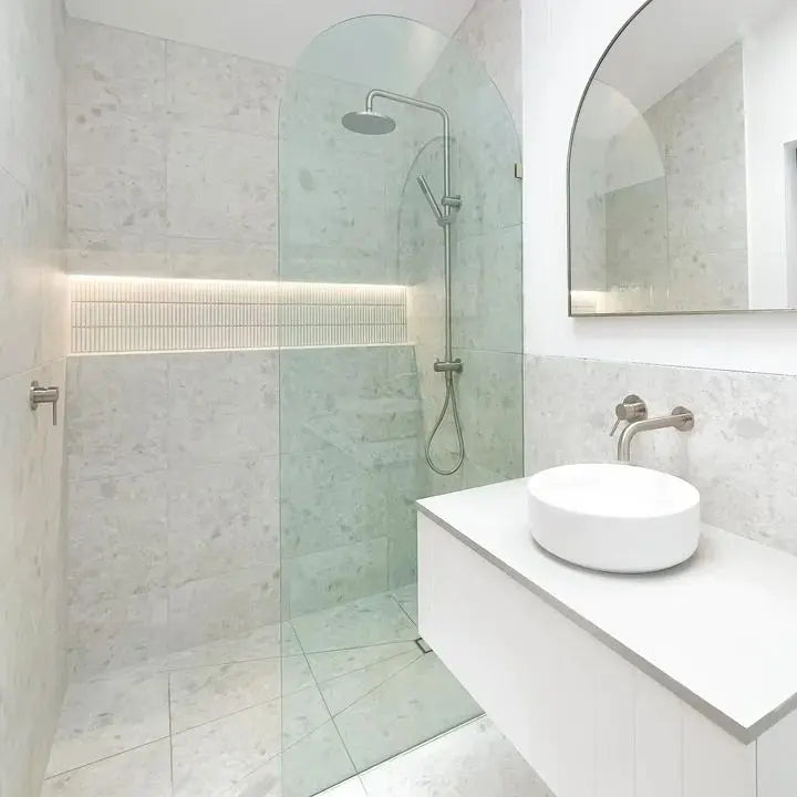 Convex Fully Frameless - Wall in Shower Fixed Panel (Glass Only) 478.00 at Hera Bathware