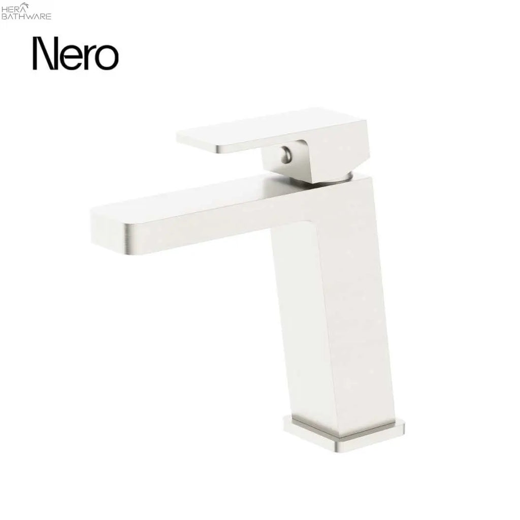 Nero CELIA Basin Mixer Angle Spout - Brushed Nickel  at Hera Bathware