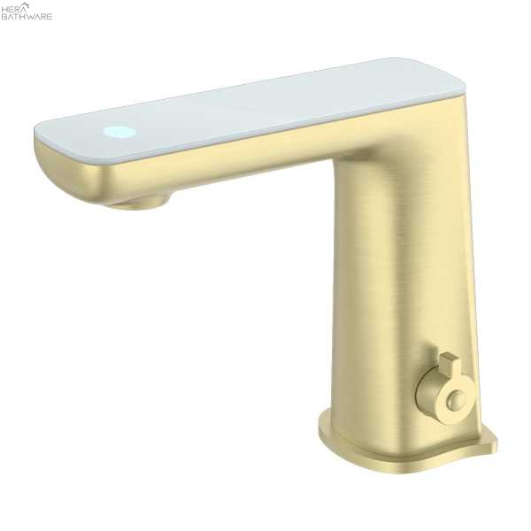 Nero CLAUDIA Sensor Basin Mixer - Brushed Gold White 801.90 at Hera Bathware