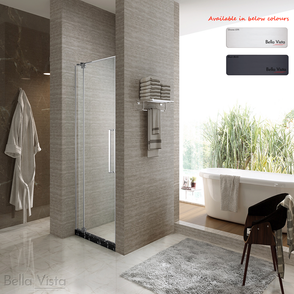 Bella Vista Adjustable Fully Frameless Shower Screen - Front Only - Multiple Sizes | Hera Bathware