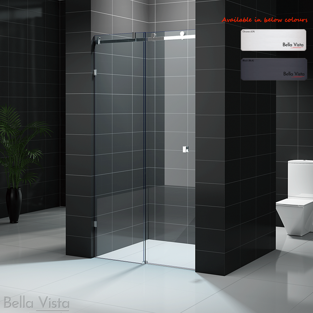 Bella Vista Custom Fully Frameless - Sliding Shower Screen - Front Only - Multiple Sizes | Hera Bathware