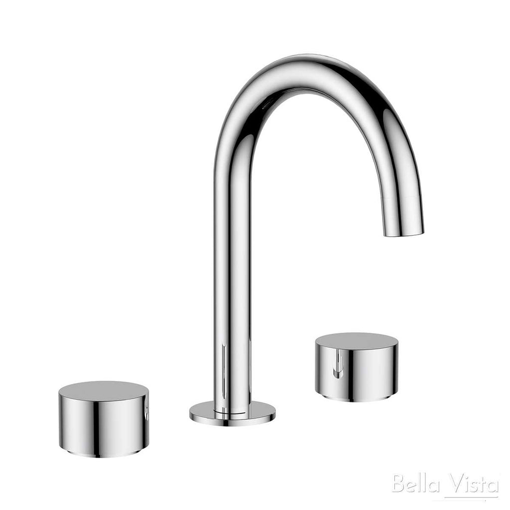 Bella Vista ‘Capri’ Simply Round Spindles and Spout - Basin - Brushed Gold / Chrome / Black / Nickel 423.63 at Hera Bathware