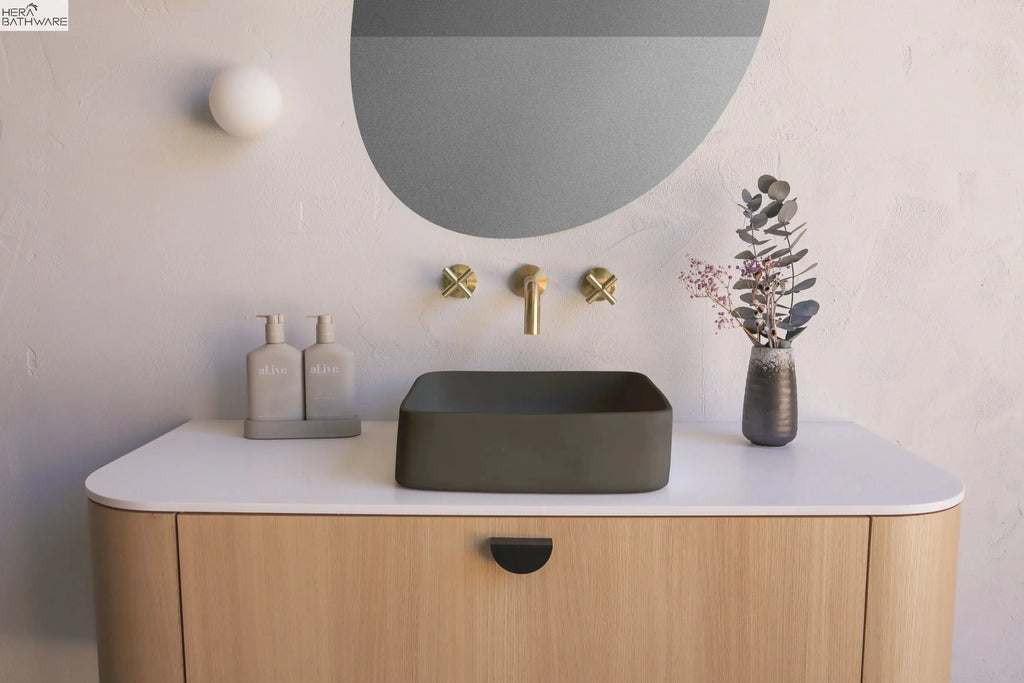 nood co. Cast Basin - Wall Hung (Mid Tone Grey) | Hera Bathware