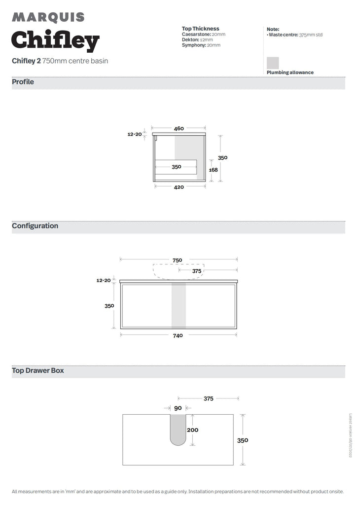 Marquis Chifley 2 | 750mm Bathroom Wall Hung Vanity | Hera Bathware