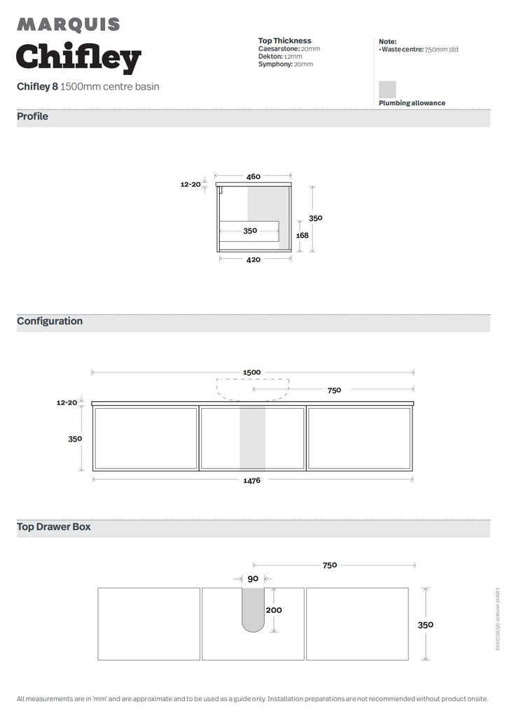 Marquis Chifley 7/8/9 | 1500mm Bathroom Wall Hung Vanity | Hera Bathware