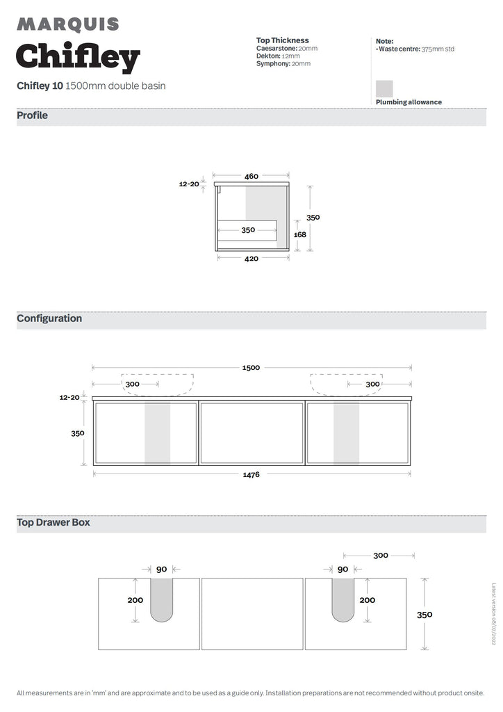 Marquis Chifley 7/8/9 | 1500mm Bathroom Wall Hung Vanity | Hera Bathware